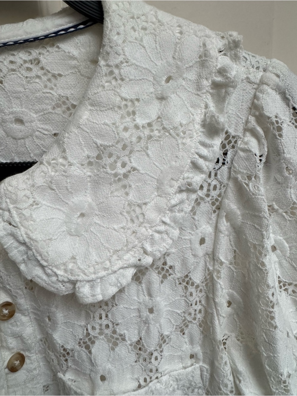 Pilcro Keira White Lace Eyelet Button-Front Blouse - Picture 6 of 10